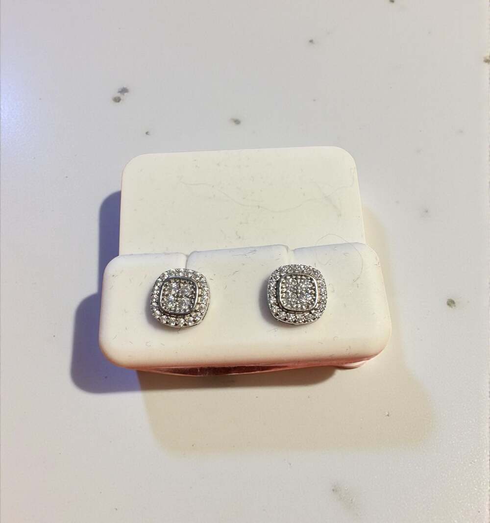 .925 Sterling Silver 0.35CT Diamond Cluster Stud Earrings